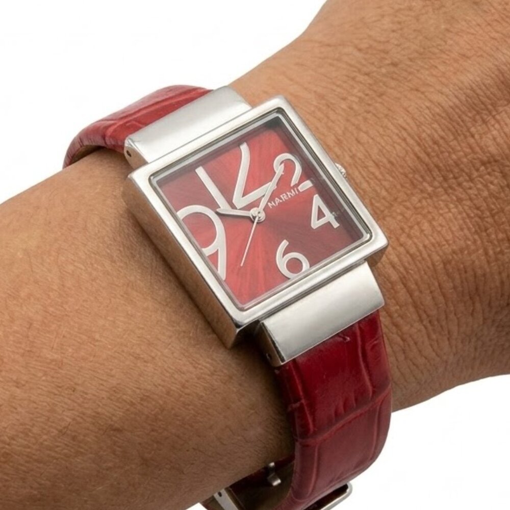 Elegant Red and Silver Women's Watch